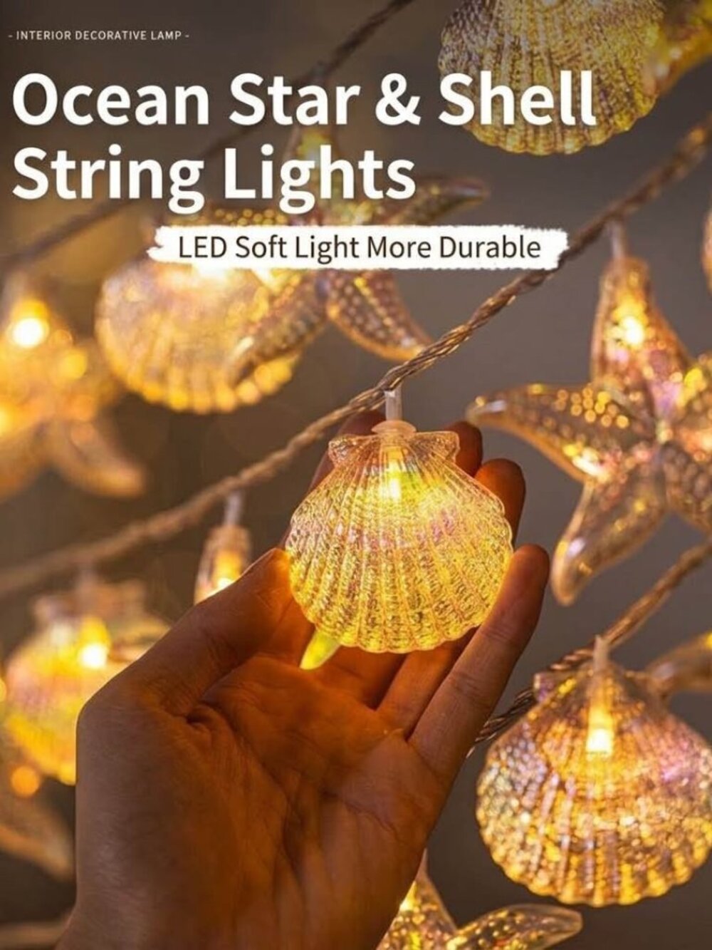 Ocean Star Seashell solar Lights Soft Glow Indoor Decorative Fairy Lights